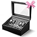 Watch Winder, Automatic Watch Winder Box with 4 Winder Rotators and 6 Storage Space, Watch Turner Watch Shaker with Super Quiet Mabuchi Motor LED Backlight for Men & Women