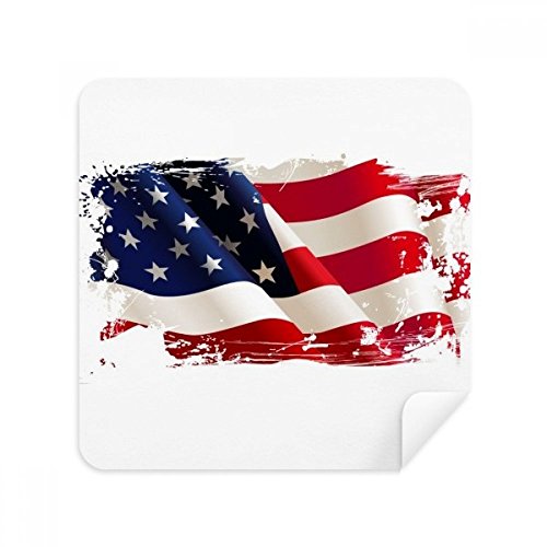 Chiffon microfibre drapeau américain essuie-écran suede pour lunettes et smartphone 2pcs