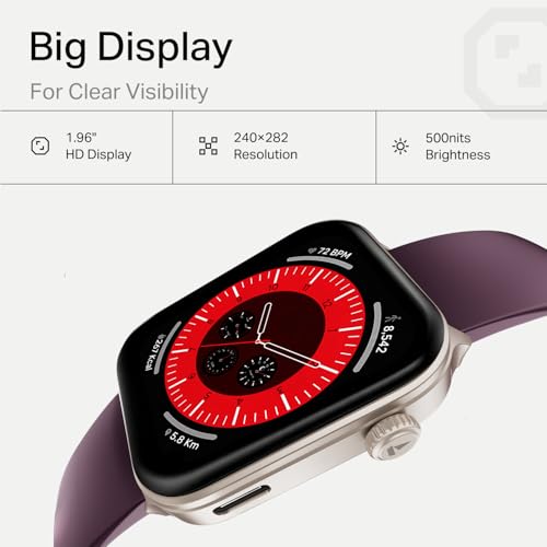 Image of boAt Storm Call 4 India's first Smartwatch with Type-C Charging,1.96 inch(4.97 cm) HD Display, Functional Crown, BT Calling, Sports Modes, Heart Rate, SpO2, Sleep & Stress Tracking, SOS, IP68(Velvet Wine)