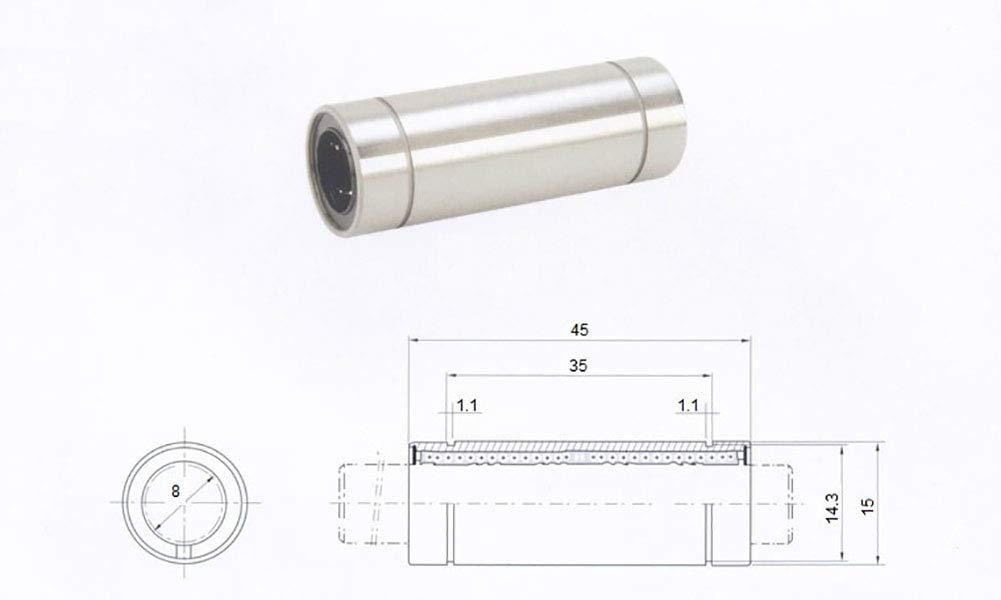 HICTOP LM8UU manicotto a sfere per cuscinetti a sfera stampante 3D, RepRap Prusa Mendel fai da HICTOP LM8UU manicotto a sfere per cuscinetti a sfera stampante 3D, RepRap Prusa Mendel fai da