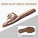 FITORY Women's Flat Sandals Fashion Slides With Soft Leather Slippers for Summer Rose Gold Size 8