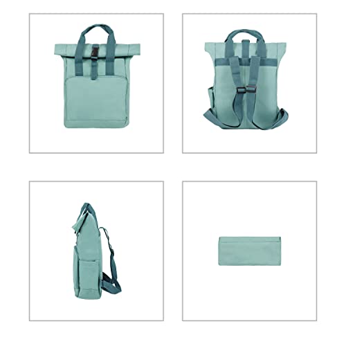 Kdwave 15 Inch Campus Backpack For Kids Large Capacity Rolltop Backpack Expandable Multi-Pocket School Bookbag With Side Bottle Pocket Sage Green #TOP1