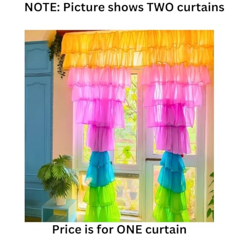 Image of NYSARG Decor Hub Ruffle Cotton Curtain for Window | Boho Style | Light Filtering Single Frill Curtain for Living Room, Bedroom, Kids Room & Kitchen (5 feet, 60 * 42inch) (Purple)