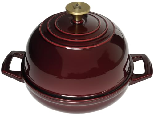 Image of La Cuisine Enameled Cast Iron Round Bread Dutch Oven for Sourdough Crusty Bread & High‑Heat Baking. Oven-Safe 550F /287C, Internal Matte Black Enamel Coating, 5 QT, Cranberry