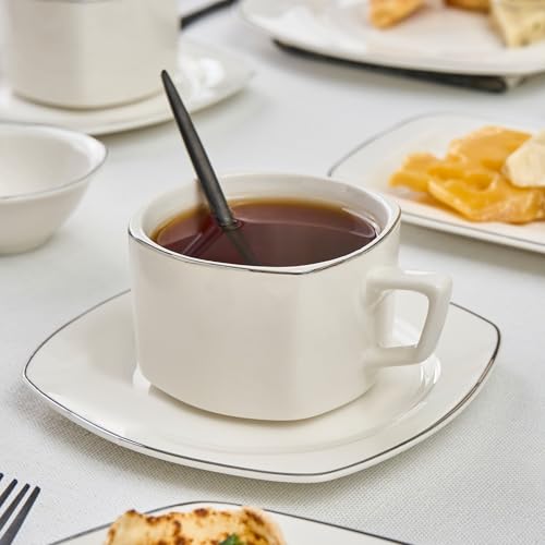 Karaca Padoca 26-teiliges Tafelservice für 6 Personen – Elegantes Frühstücksset aus Edlem Porzellan mit Tellern, Schalen, Tassen und Servierplatten