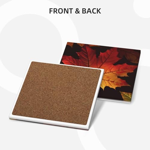 Dessous de verre en céramique Lot de 6 feuilles d'automne avec support