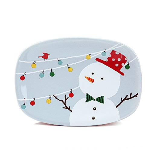 FORLONG FL3018 Ceramic Bathroom Accessories Set of 4:1 Tumbler,1 Toothbrush Holders,1 Soap Dishes,1 Soap Dispenser(Christmas Snowman)