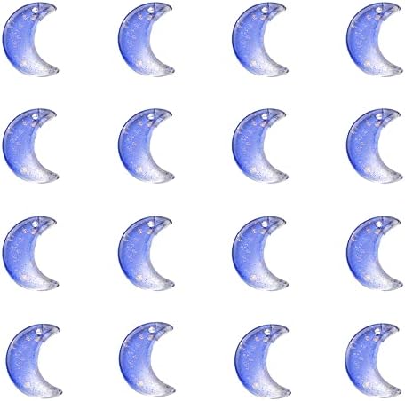 DanLingJewelry 100 pcs Glass Pendants Crescent Moon Shaped Tiny Charms with Gold Foil for DIY Jewellery Making 11.5x16x3mm