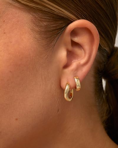 PAVOI 14K Gold Plated Sterling Silver Posts Wavy Huggie Hoops | Twisted Wave Hoop Earrings for Women2