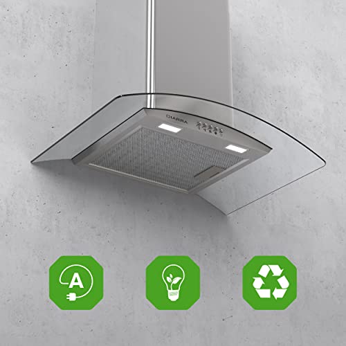 CIARRA-CBC6S506-Campana-Extractora-Cocina-60-cm-370-mh-70W-3-Velocidades-Recirculacion-por-Filtro-de-Carbon-CBCF004-Acero-Inox