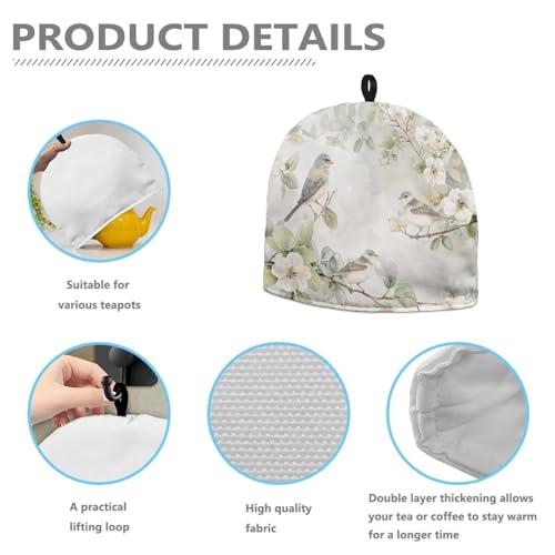 Image of Hummingbird Tea Cozy for Teapot Insulated Floral Tea Pot Cozy Home Decor Tea Cosy for Teapot Kitchen Accessory Tea Pot Cover