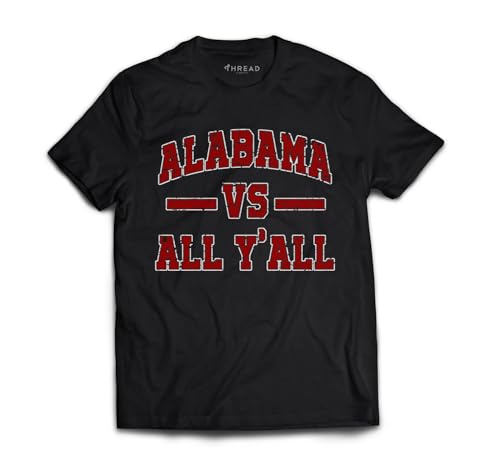 Alabama VS All Vintage Throwback Classic Short Sleeve T Shirt Distressed Tee (US, Alpha, Large, Black)