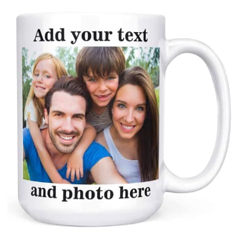 Personalised Mug - Add Your Text, Picture, Design or Logo, Valentines Gifts Mugs for Women customised Gifts Romantic Gifts for him Photo Mug with Names Gift idea for Birthday Personalized Mug Cover
