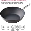 YAMAZEN, 12 Iron Wok Pan Flat Bottom Suitable for Flat Electric/Induction Stove | Nitriding Surface | Chinese Wok for Induction/Electric/Gas Stove/All Stoves | Made in Japan