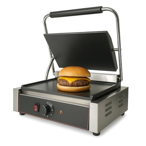 Grill de Contact Professionnel Plaques Lisses - 2200W - 300°C - Inox - Panini & Snack