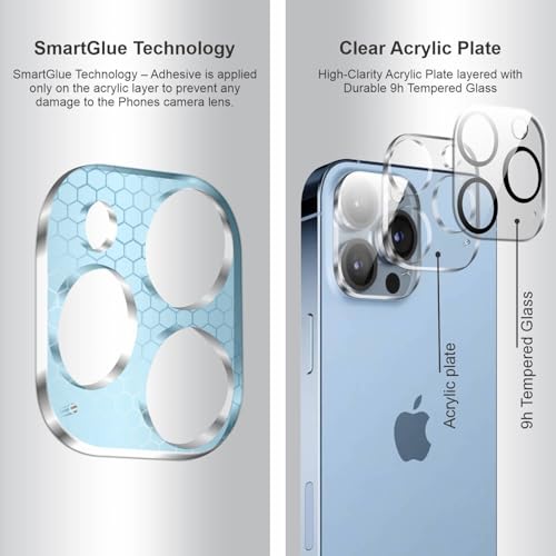 Image of SupCares Premium Camera Lens Protector Tempered Glass Compatible For iPhone 13 Pro and iPhone 13 Pro Max With Installation Kit | Edge to Edge Coverage | Transparent | Pack of 2