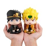 Noowye Mini JJBA Figuras de acción Jotaro Anime Jotaro/Dio Brando Look Up Figura Dibujos Animados Q Figurina PVC Manga Cute Estatua Merch Decoración Adornos Juego de 2 Piezas