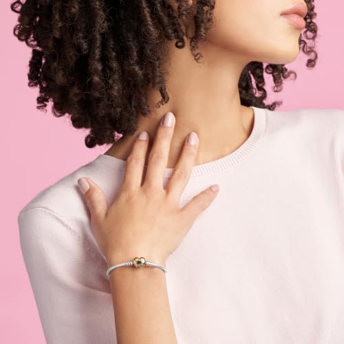 Miniatura 3 de Pandora Icons Pulsera De Plata Con Cierre En Forma De Corazón Chapada En Oro De 14 Quilates, 17