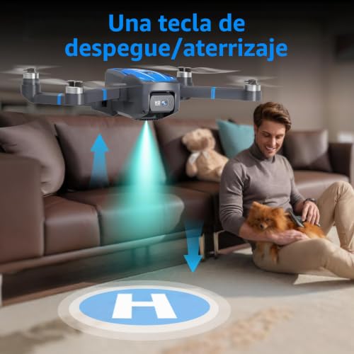 Miniatura 6 de Toladrone Tl16 Dron Con Cámara, Drones Con Motor Sin Escobillas Y Cámara 4k Hd Para Adultos, Posicionamiento Por Flujo Óptico, Función De Ajuste Fino, Drone Plegable Apto Para Principiantes, Azul