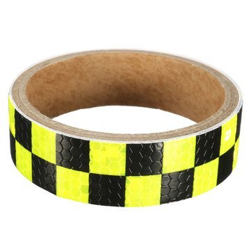 KTM Healthcare® 25mm x 1m Warning Caution Reflective Sticker Dual Color Chequer Roll Signal-Yellow + Black