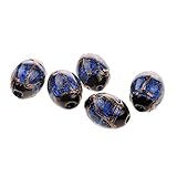  MagiDeal 5 Stück Oval Handgemachte Lampwork Perlen Schmucksteine Edelsteine Steinperlen Perlen Schmuck Machen - Blau