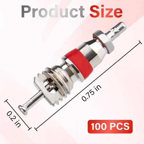 Image of ecocstm 100 PCS Schrader Tire Valve Cores, Copper-Plated Chrome Valve Stem Cores, Standard US Size, Universal Tire Valve Core, Compatible with Cars, Trucks, Motorcycles, Bicycles & HVAC Systems