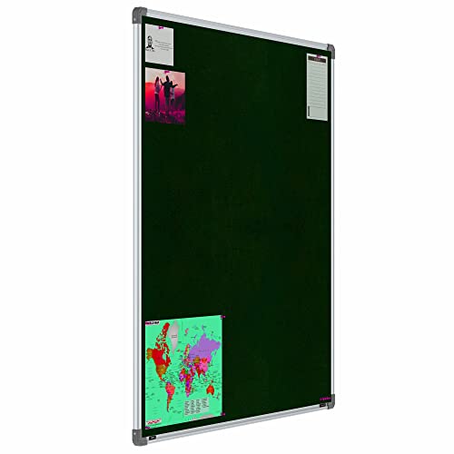 Image of Scholar Art Metis 4x4 Feet Fabric Pin-up Display Board for Home, Office & School | High Strength Velvet Cloth + High Density Soft Board for Pinning Photos, Sticky Notes & Reminders (Dark Green)