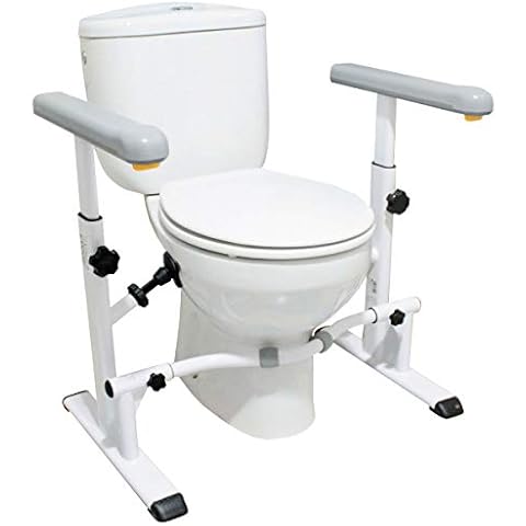 KMINA - Aufstehhilfe Toilette Höhenverstellbar, Robust WC Aufstehhilfe Ohne Bohren, Toiletten Haltegriffe für Senioren, Toilettensitzerhöhung mit Armlehnen, WC Haltegriff Cover