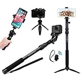 Este último paquete incluye: Un selfie stick HD, Un trípode mini HD. Dos Soportes de Smartphone Universal con una banda de seguridad. Un Adaptador de montaje de GoPro. Unas inalámbricas remotas Bluetooth para iOS y Android con Premium Pole Clip. Una bolsa de transporte grande que almacena convenientemente todo.