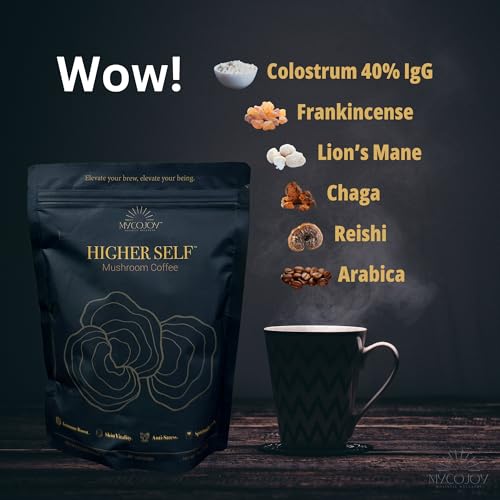 HIGHER SELF™ Mushroom Coffee Ultimate Focus & Immune Support Blend with 40% IgG Colostrum, Organic Arabica, Lion's Mane, Reishi, Chaga, L-Theanine and Frankincense for Immune Support, Focus, Energy, Mood and Gut Health | 7oz. 40 servings - Image 3