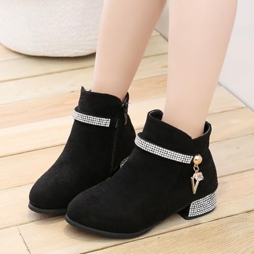 IWIHMIV Girls Dress Ankle Boots Side Zipper Toddler Girls Comfortable Low Heels Princess Dress Up Short Booties3
