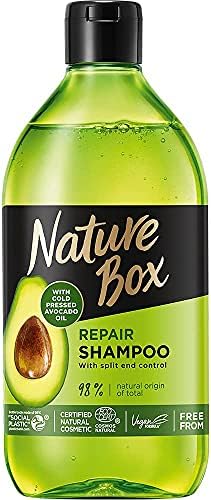 NATURE BOX shampoo with cold pressed avocado oil for deep hair repair and split end control, 385ml, NO SILICONS, NO SULFATES, NO PARABENS