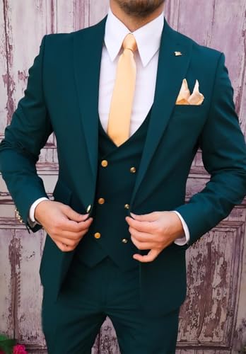 Men's 3 Piece Set Slim Fit Double Breasted Suits for Men Classic Business Formal Wedding Dinner Tuxedo3