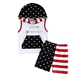 Generic Kostüm Soldat Kinder Neugeborenes Baby Jungen 4. Juli Sommer ärmellos mit Kapuze Independence Day T-Shirt Tops Sterne Streifen Shorts Outfits Set (White, 12 Months)