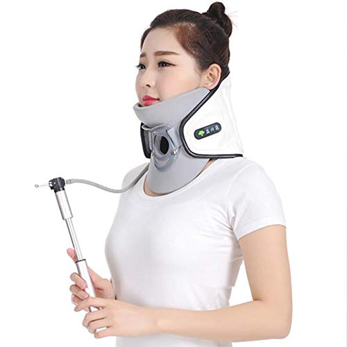 NTT Standard-Halswirbelsäule-Schutz von aufblasbaren Nackenstrecker mit Pumpe-Unterstützung der Halsstütze-Nackenschmerzen lindern (weiß)