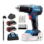 Dong Cheng 20V Brushless Heavy-duty Impact Drill, 443 in-lbs, 27000 IPM, 1/2" Keyless Metal Chuck, 20+1+1 Clutch, Cordless Hammer Drill with 2 Battery Kit for Drilling Brick Wall, Metal, Wood