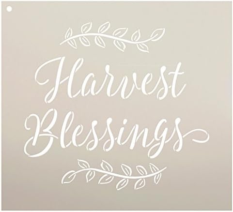 Harvest Blessings Stencil by StudioR12 | Reusable Mylar Template | Fall Country Style - Use to Paint Wood Signs - Rustic Wall Art - Pallets - Pillows - DIY Home Decor - Select Size (14" x 12")