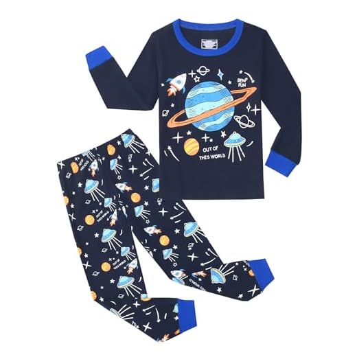 Gumyoss Pijamas para Niño Espacial Manga Larga Algodón Invierno Navidad Ropa de Dormir 7 años