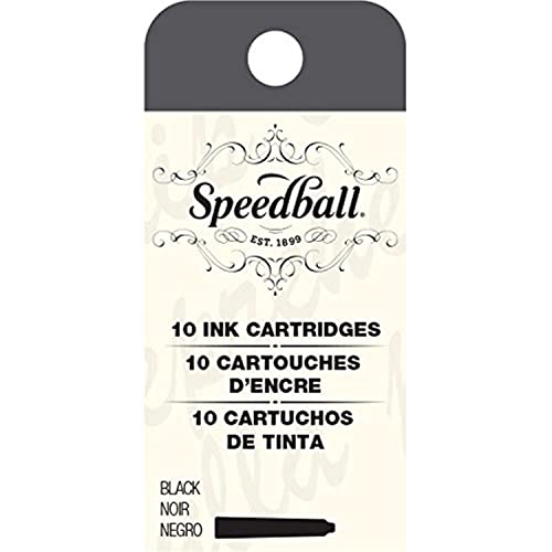 Speedball Fountain Pen Ink Cartridges Set Black, Pack Of 10 Disposable Ink Cartridges, For Calligraphy Pen, Dip Pens, Handwriting Pens, Ink Refills, Artist, Calligraphers, Hobbyists