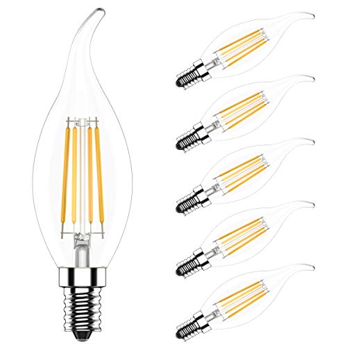 5X E14 Ampoule de Bougie Filament LED 4W Edision LED Blanc Chaud 2700K Haute Luminosité 400LM Ampoules Vintage Retro AC220V-240V Cover