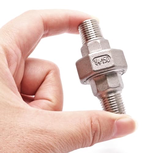 Image of 2Pcs Cast Pipe Fittings Union, 1 /4 inch NPT Male x 1 /4 inch NPT Male Thread 304 Stainless Steel Hex Head for Industrial, Class 150