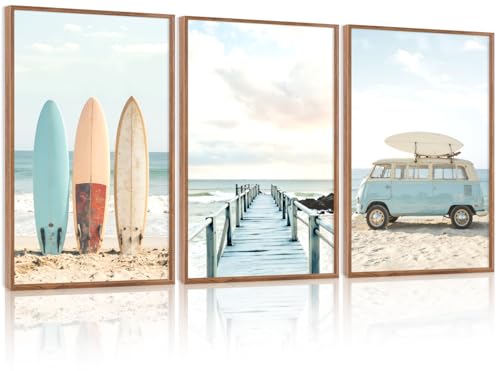 HOURIA 3Pcs Summer Coastal Canvas Wall Art 24"x36