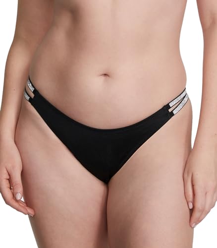 Victoria's Secret Double Shine Strap Brazilian Bikini Bottom Black