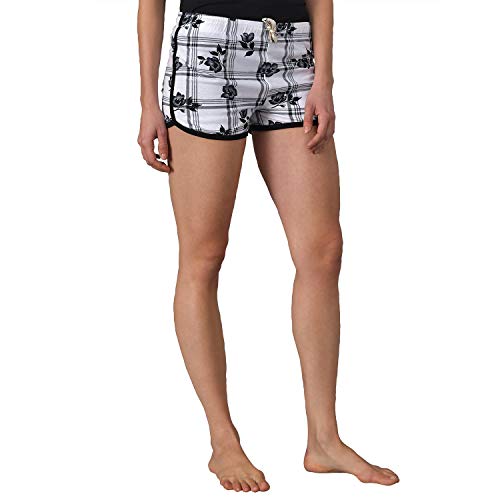 Image of KOTTY Black and White Printed Women Pure Cotton Night Shorts (Black and White,32)