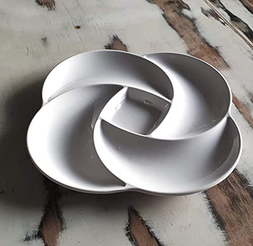 1 Ecology Reusable Non Disposable White Veggie Tray For Partys. 13 In, Unbreakable Melamine Not Plastic. Appetizer Sectioned Platter. Vegetables And Fruits. Chip And Dip Serving Dish For Entertaining. #TOP4