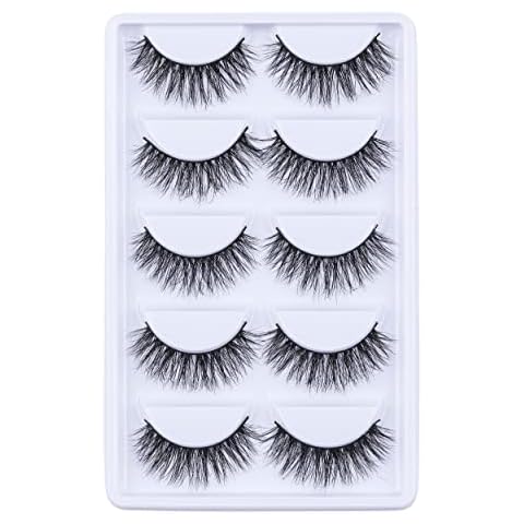 Luxurious Siberian Mink 3D False Eyelash LASGOOS Design Natural Look Messy Cross Daily Light Weight Reusable Fake Eyelashes Eye Makeup 5 Pairs/Box (A10) Cover