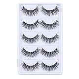 Luxurious Siberian Mink 3D False Eyelash LASGOOS Design Natural Look Messy Cross Daily Light Weight Reusable Fake Eyelashes Eye Makeup 5 Pairs/Box (A10)