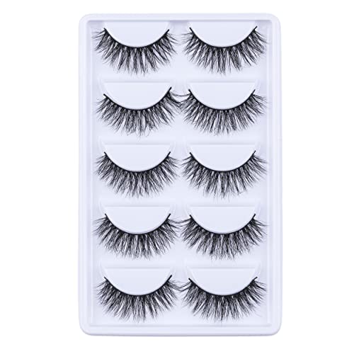 Luxurious Siberian Mink 3D False Eyelash LASGOOS Design Natural Look Messy Cross Daily Light Weight Reusable Fake Eyelashes Eye Makeup 5 Pairs/Box (A10)
