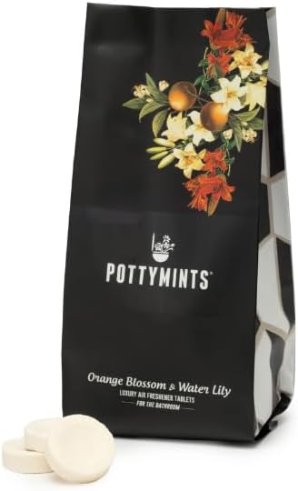 Potty Mints Ambientador disoluble para inodoro  Azahar y lirio de agua  Larga duración, no tóxico  Fabricado en los Estados Unidos  Embalaje