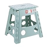 Relaxdays Klapphocker faltbar, Camping Hocker, großer Badhocker, bis 150 kg, Kunststoff, HBT: 39 x 39 x 32 cm, Salbei